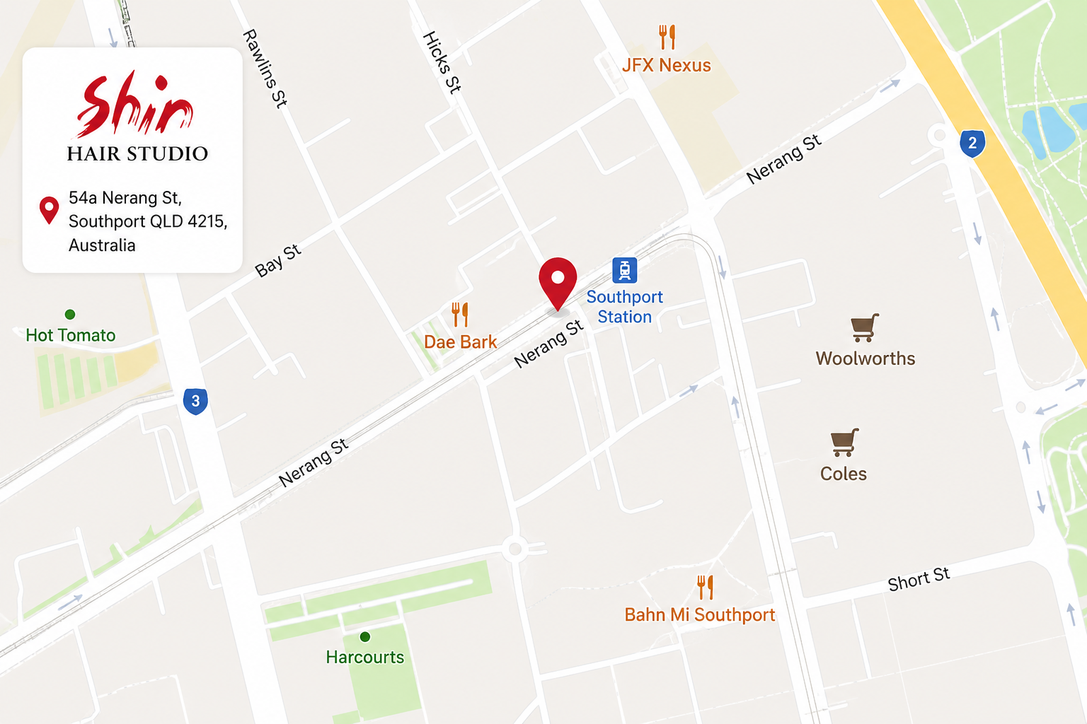 Map to Shin Hair Studio in Southport